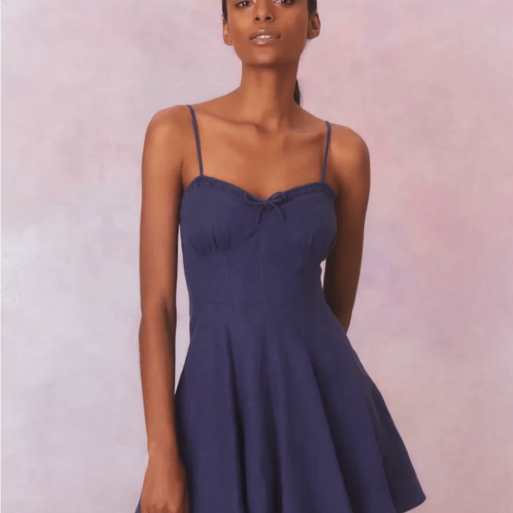 LoveShackFancy Navy Shai Dress